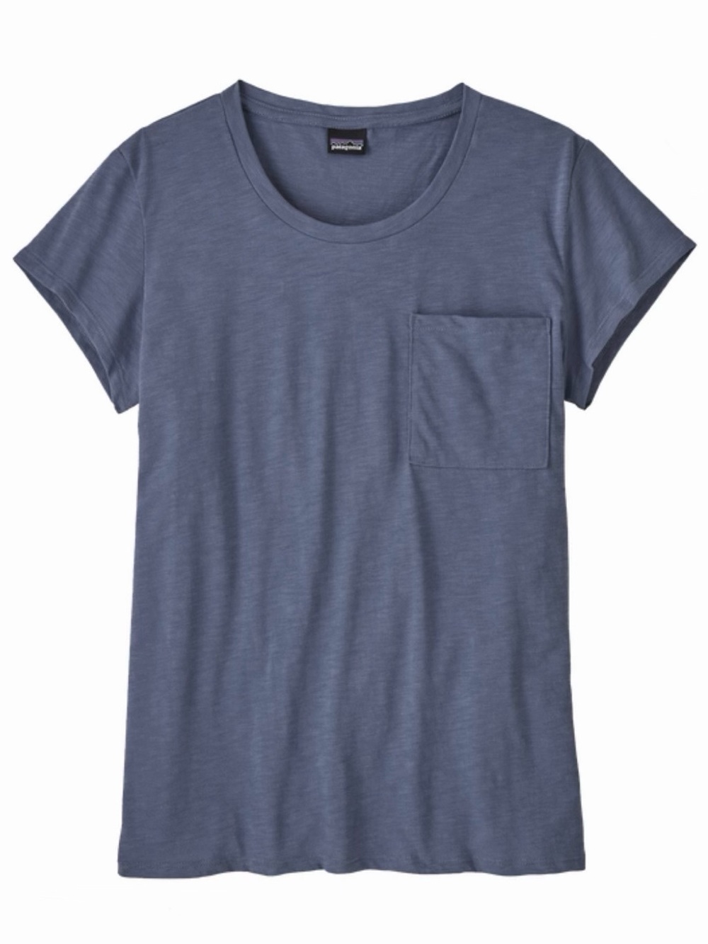 Patagonia W’ Mainstay Tee, Current Blue, Organic Cotton Slub Fabric, Pocket, M